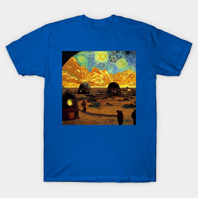 Starry Night in Mos Eisley Tatooine T-Shirt by Grassroots Green